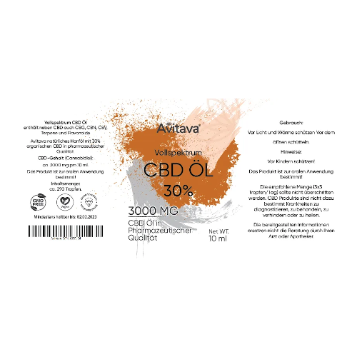 Avitava 30% CBD Öl Label